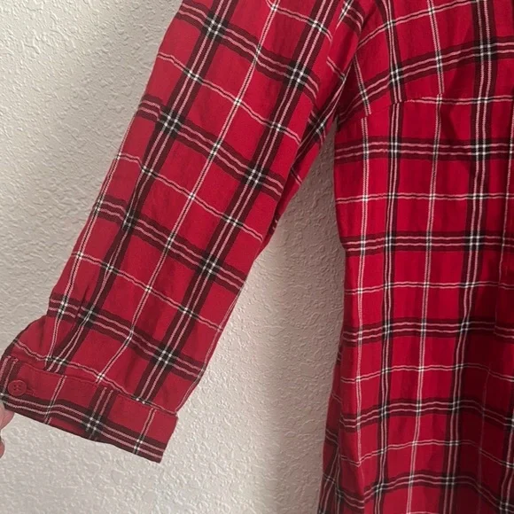 St. John's Bay Red and Black Plaid Blouse - Picture 3 of 3
